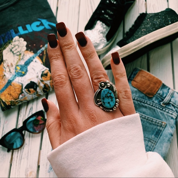 Jewelry - VINTAGE TURQUOISE STERLING SILVER BOHO RING